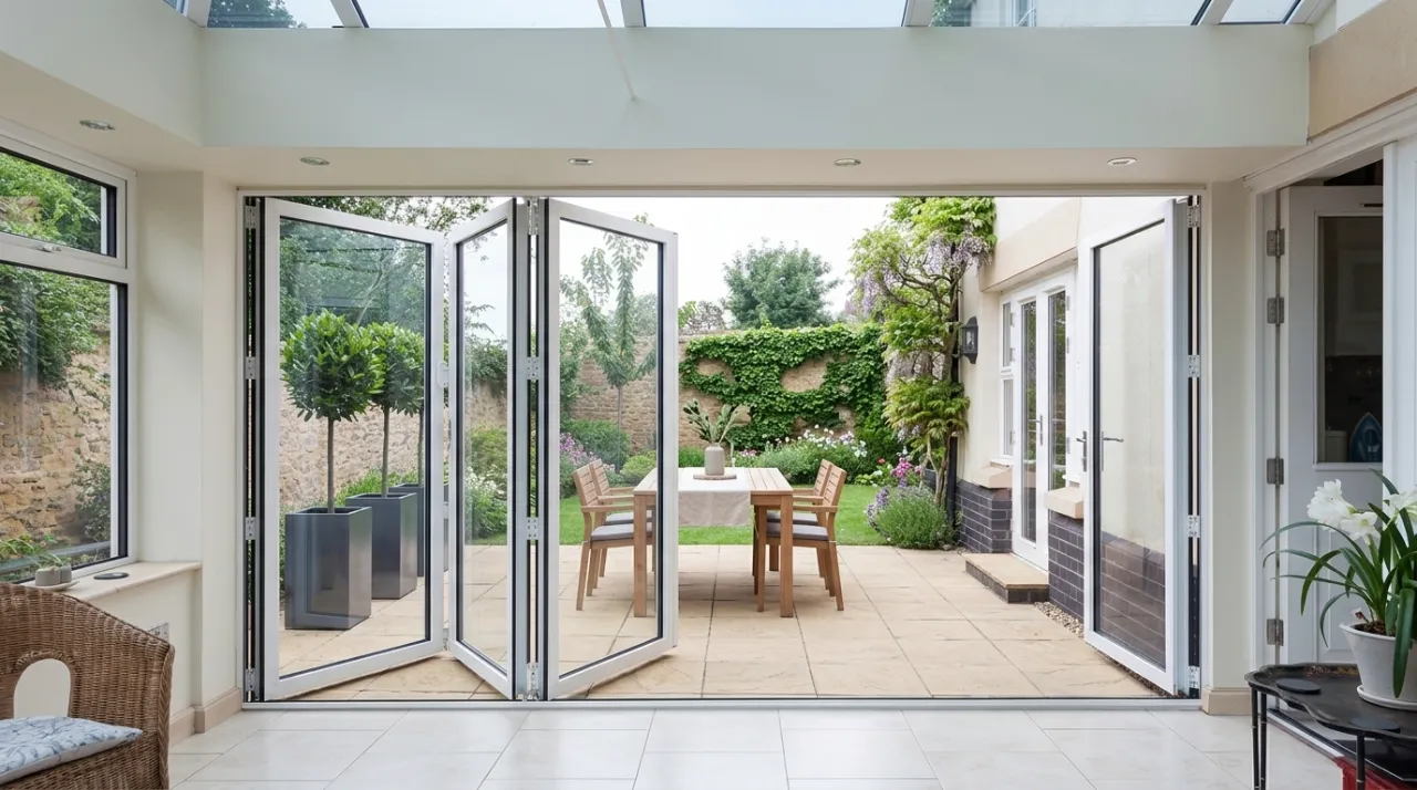 white bifold door